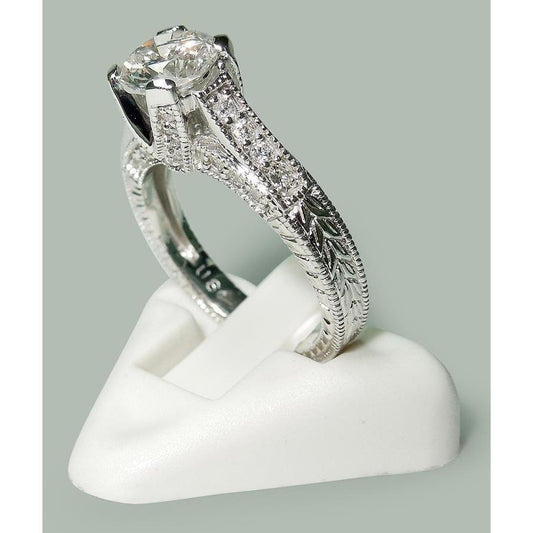 1.75 Ct Round Genuine Diamonds White Gold Solitaire With Accents Ring