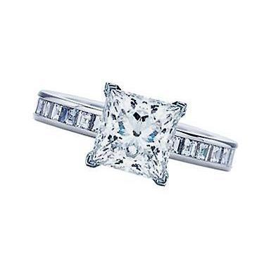 1.76 Carat Real Natural Earth Mined Diamonds Princess Cut Engagement Ring White Gold