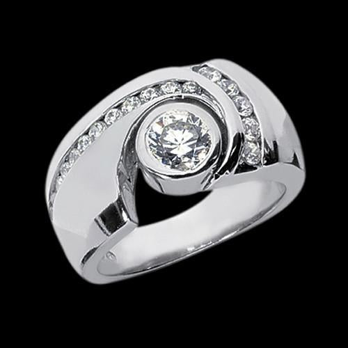Round Natural Diamond Ring With Accents White Gold 14K