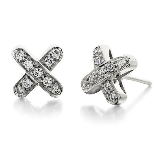 1.8 Ct Round Genuine Diamond Cross Stud Earring 14K White Gold