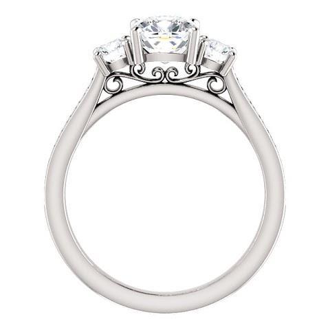 1.90 Ct 3 Stone Cushion Genuine Diamond Engagement Ring Band White Gold 2