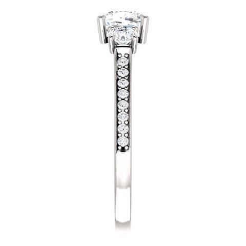 1.90 Ct 3 Stone Cushion Genuine Diamond Engagement Ring Band White Gold 3