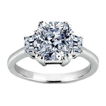 1.91 Carat Cushion Real Diamond Three 3 Stone Ring Gold New