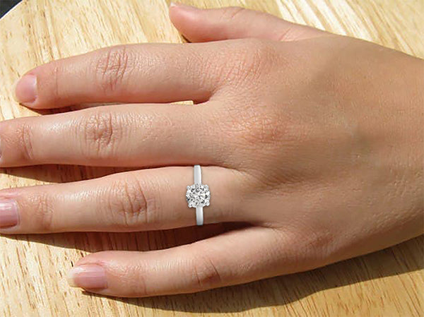 1 Carat Solitaire Round Cut Natural Earth Mined Diamond Wedding Ring White Gold 14K