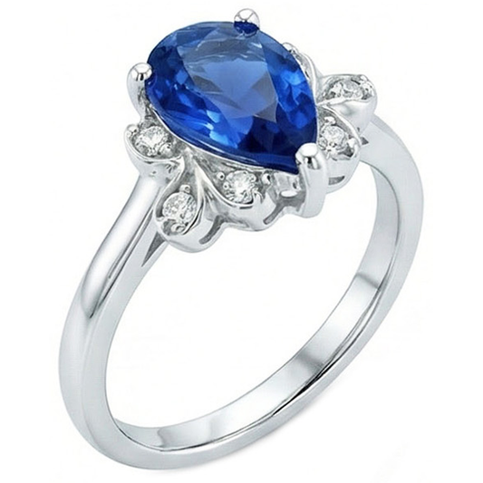 natural round sapphire 2.30ct ring front view