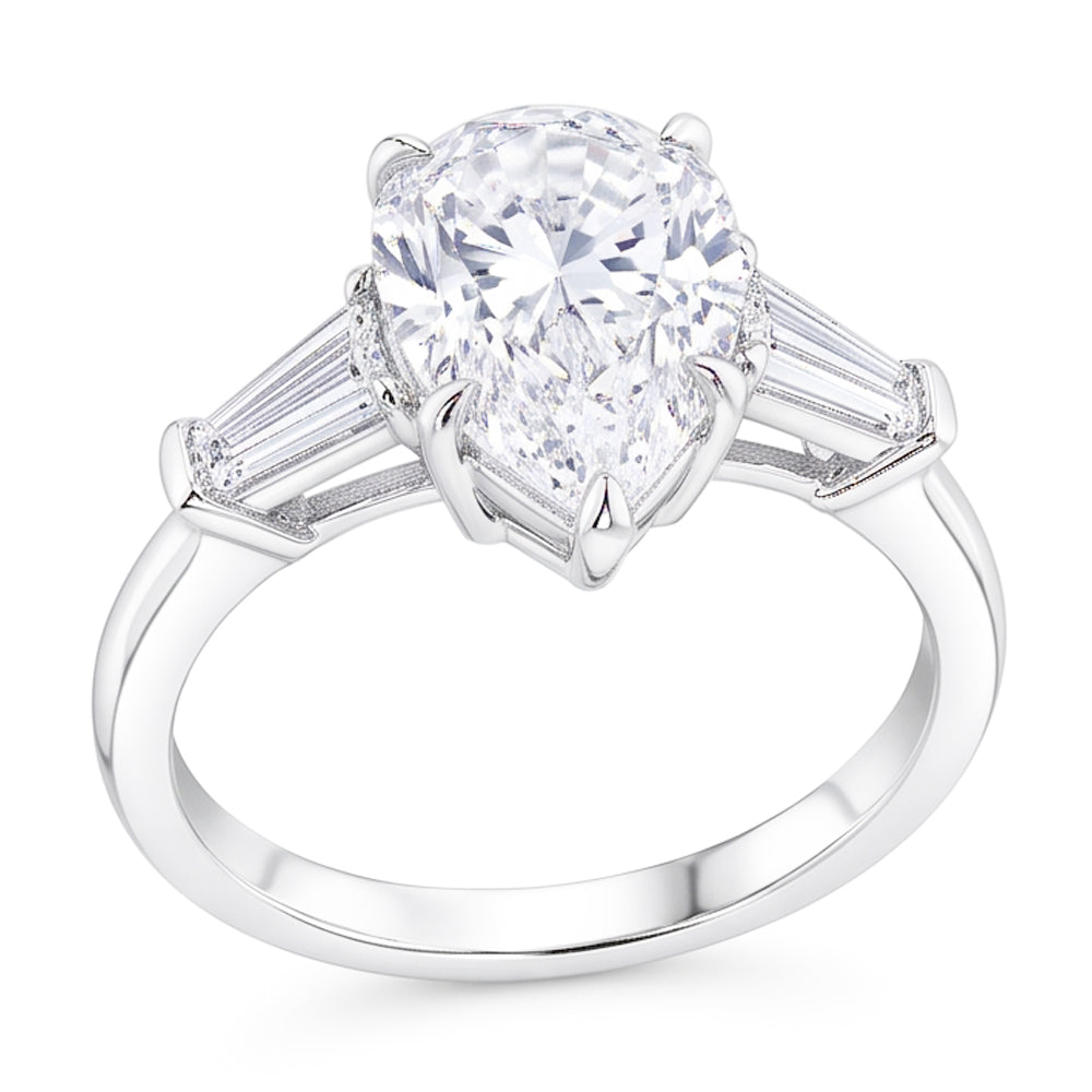 2.46 Carats Natural Earth Mined Diamond Engagement Ring 3 Stone White Gold 14K