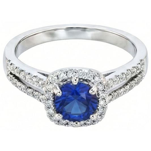 natural round sapphire 2.50ct ring side angle