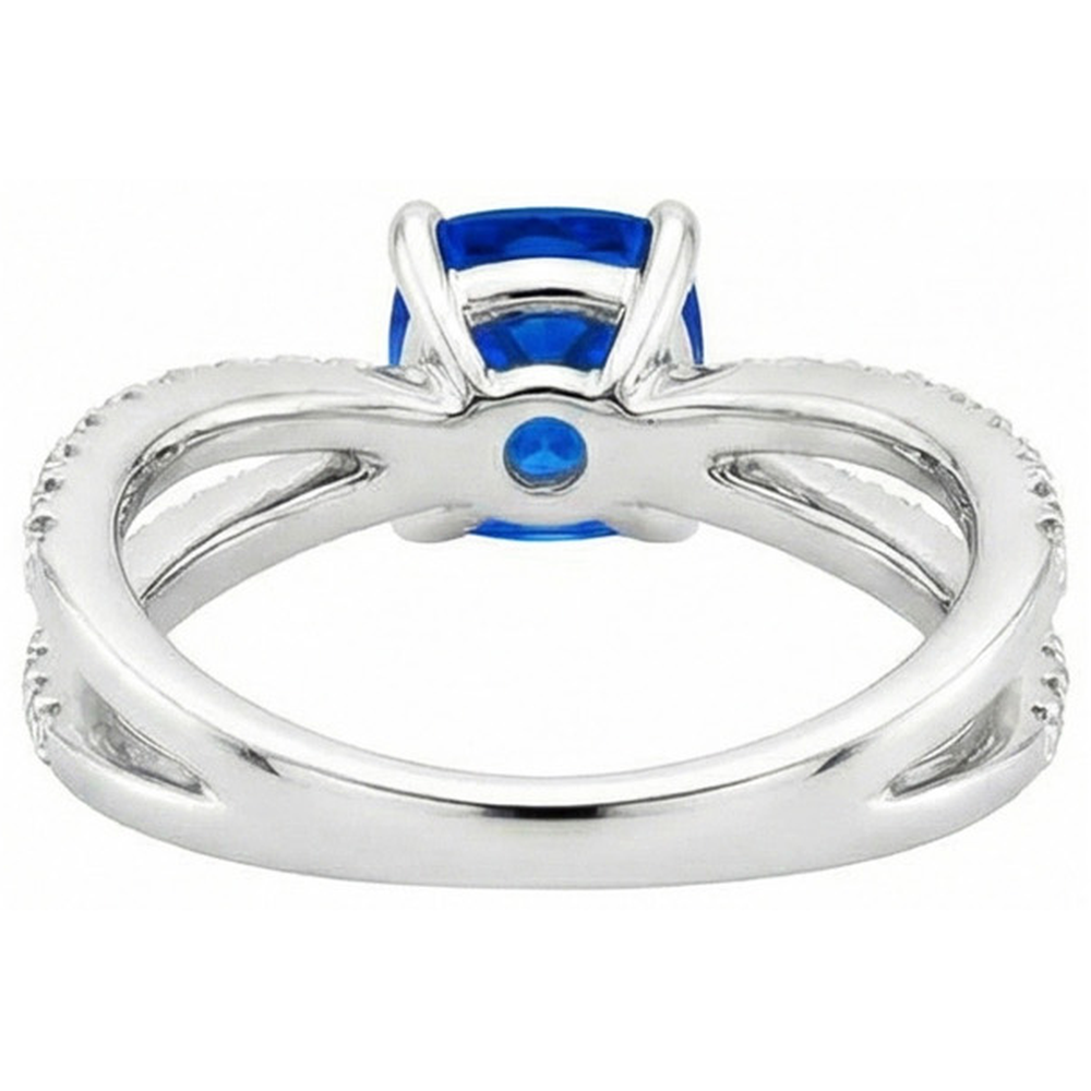 natural round sapphire 2.50ct ring on white background