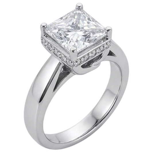 2.50 Carats Hidden Halo Princess Cut Natural Earth Mined DIAMOND ( NOT LAB GROWN ) Engagement Ring New