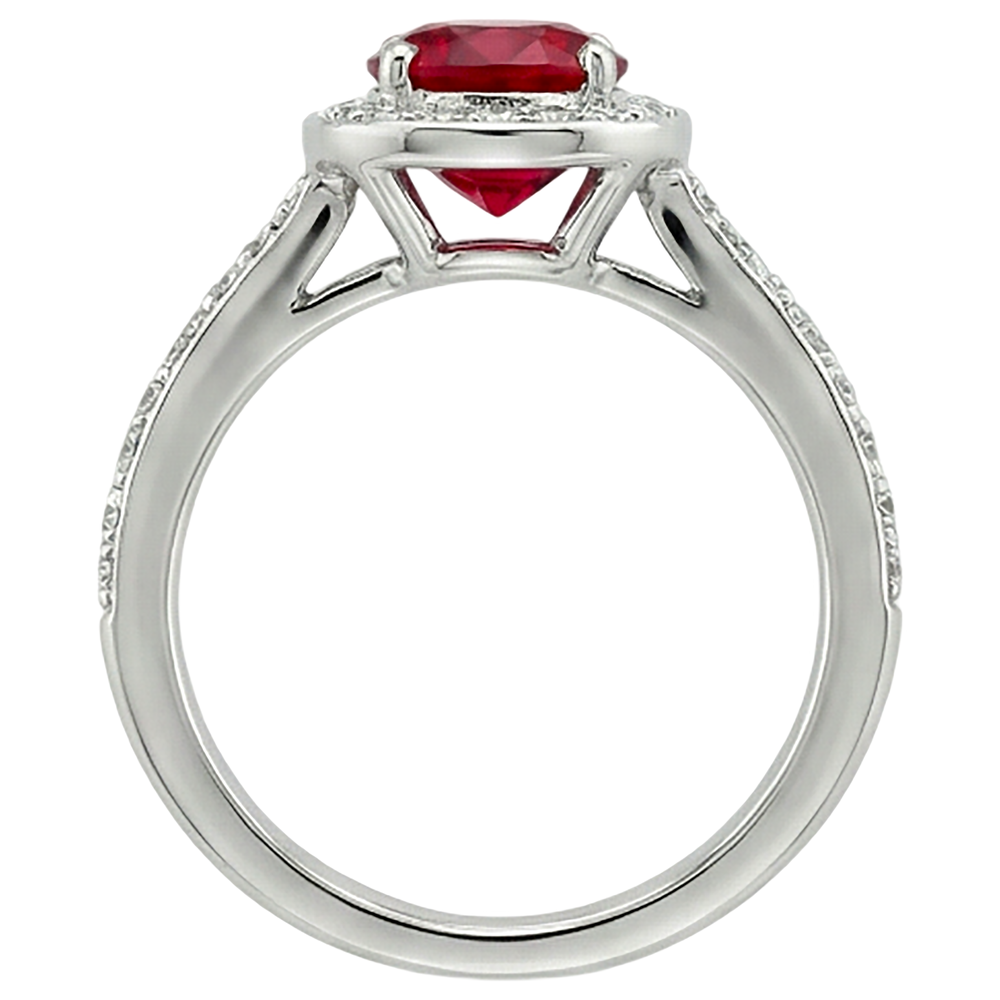 2.50 Carats Red And White Round Ruby Ring Jewellery White Gold 14K