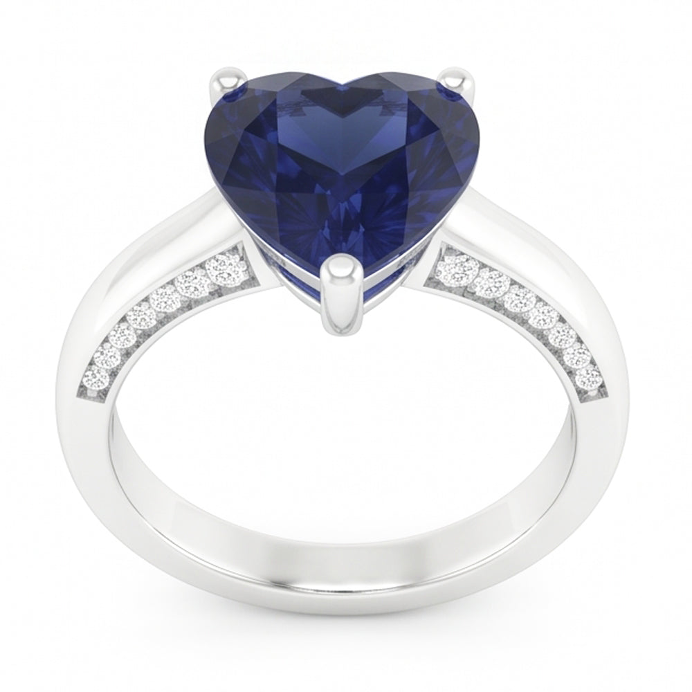 2.50 Carats Solitaire Ceylon Sapphire Ring Prong Set White Gold