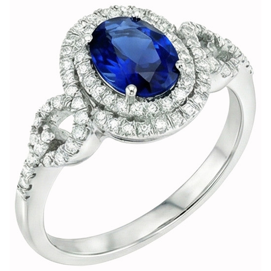 natural round sapphire 2.75ct ring front view