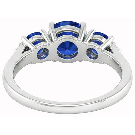 2.75 Ct Ceylon Sapphire Round Natural Earth Mined Diamond Ring White Gold 14K