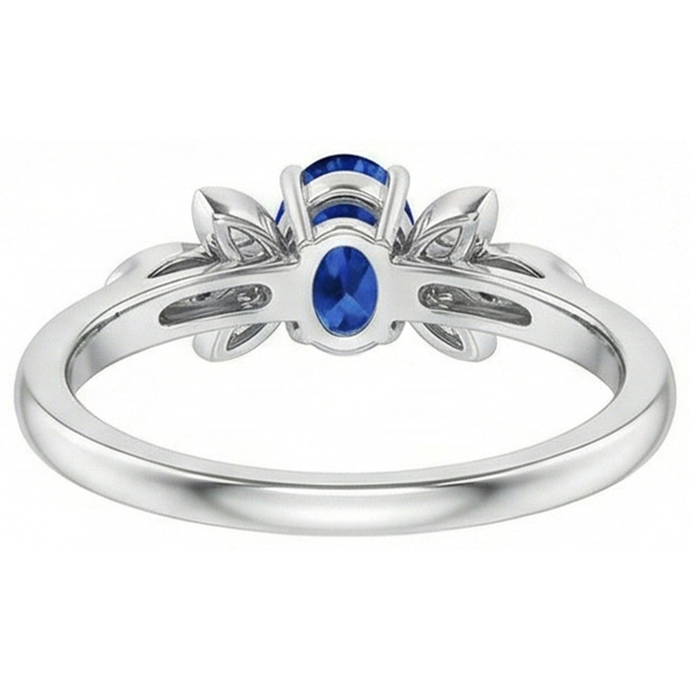 2.85 Carats Ceylon Blue Sapphire And Natural Earth Mined DIAMOND ( NOT LAB GROWN )s Ring White Gold 14K