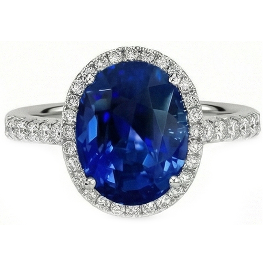 natural round sapphire 2.90ct ring side angle