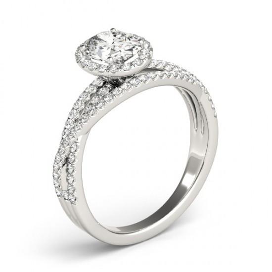 2 Carat Oval & Round Real Diamonds Ring Split Shank White Gold 14K