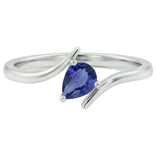 2 Carat Pear Solitaire White Gold Ring Ceylon Sapphire Tension Style