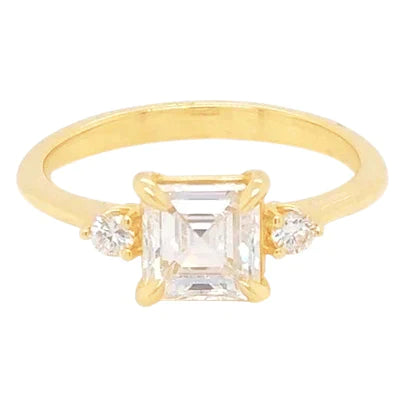 2 Carat Real Asscher Real Diamond Anniversary Ring