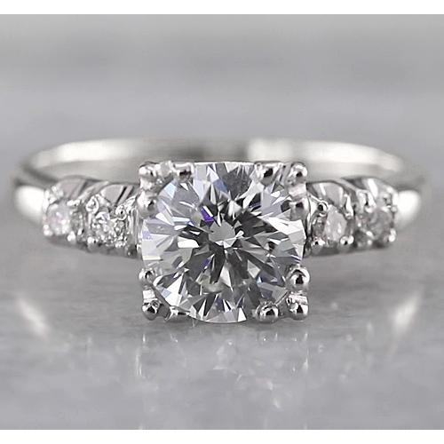 2 Carat Round Natural Earth Mined Diamond Engagement Ring White Gold 14K