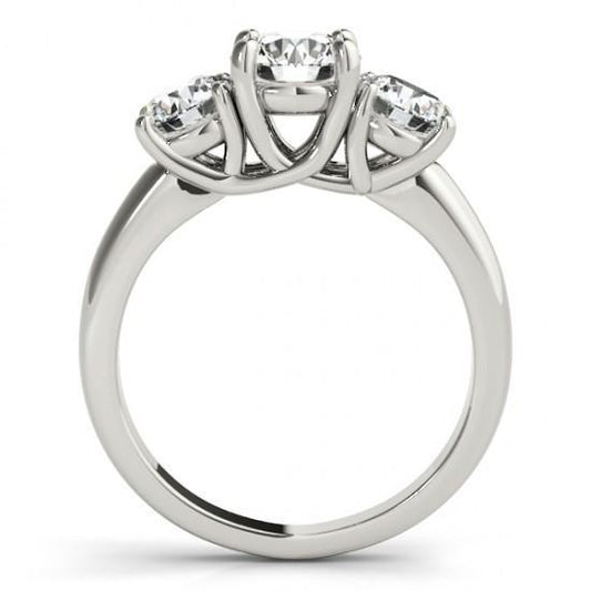 2 Carat Three Stone Round Real Diamond Engagement Ring