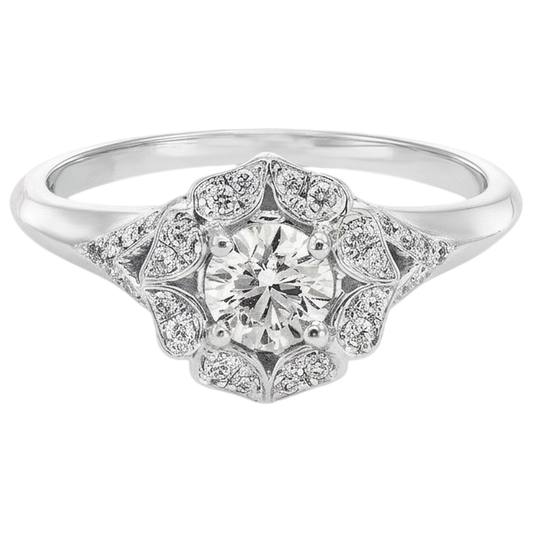 2 Carats Antique Style Round Real Natural Earth Mined DIAMOND ( NOT LAB GROWN ) Engagement Ring White Gold 14K