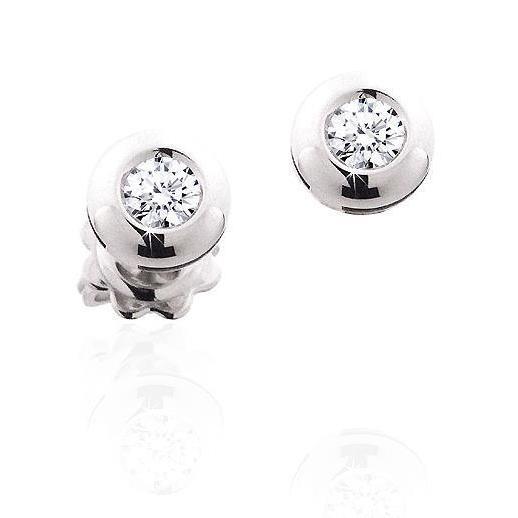 2 Carats Bezel Set Round Cut Natural Diamonds Stud Earrings White Gold