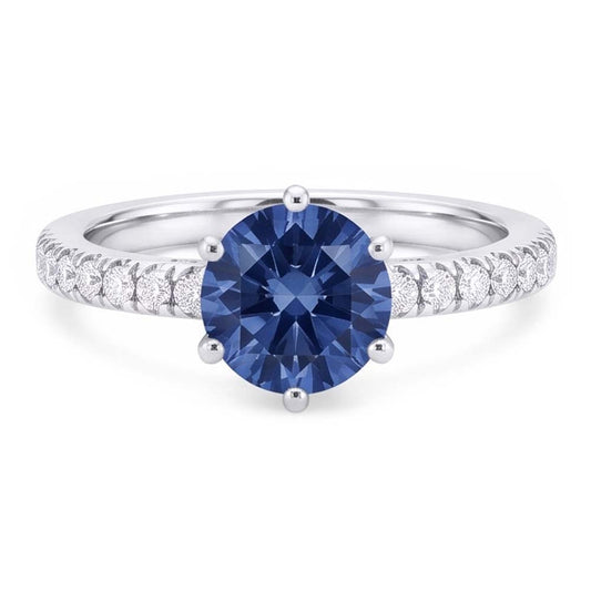 2 Carats Blue Natural Earth Mined Diamond Engagement Ring 6 Prong Gemstone