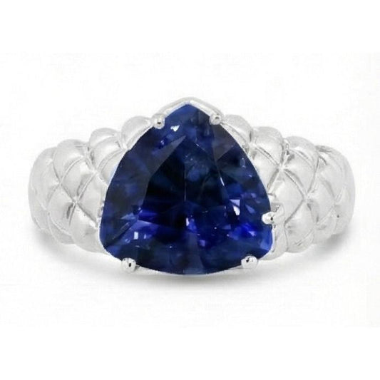 2 Carats Gemstone Jewellery Trillion Sapphire Ring Antique Style