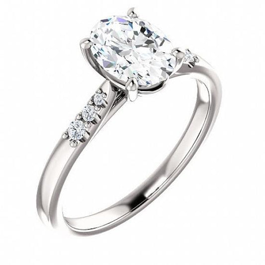 2 Carats Genuine Oval Diamond Wedding Anniversary Ring