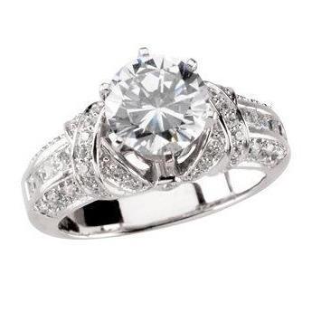 2 Carats Genuine Round Diamond With Accents Anniversary Ring White Gold 14K