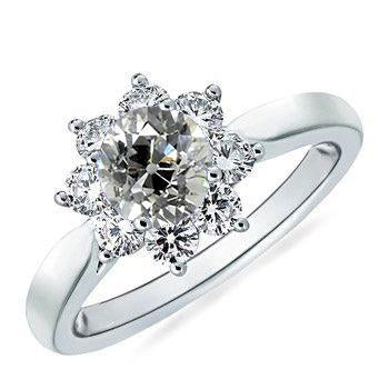 2 Carats Halo Round Old Miner Real Natural Earth Mined Diamond Ring Star Style Gold 14K