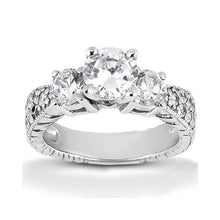 2 Carats Natural Diamonds Antique Style Engagement 3 Stone Ring Gold New