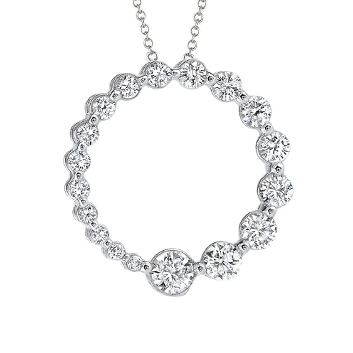 2 Carats Natural Diamonds Circle Pendant White Gold 14K