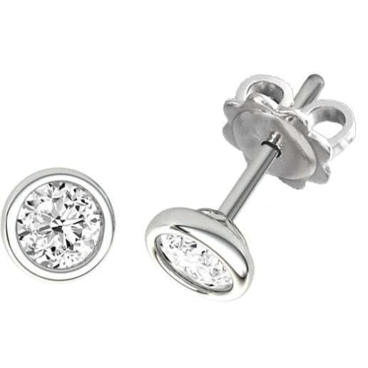 2 Carats Natural Diamonds Ladies Studs Earrings Gold White 14K