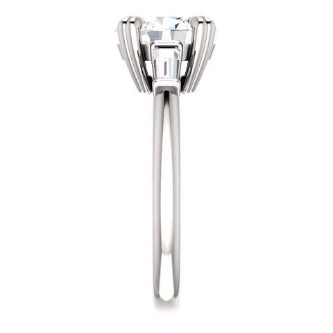 2 Carats Oval Center Real Diamond 3 Stone Engagement Ring 14K White Gold4