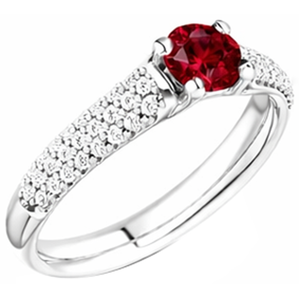 natural round ruby 2ct ring close up detail