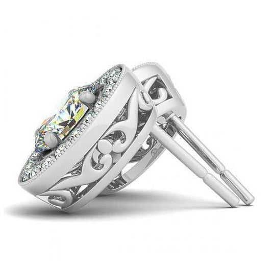 natural round diamond 2ct earring side angle