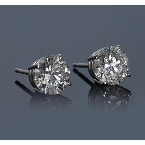 2 Carats Prong Round Diamond Stud Earrings