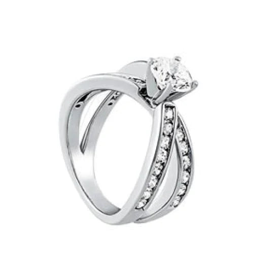 2 Carats Real Diamond White Gold Solitaire With Accents Engagement Ring
