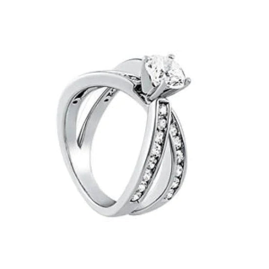 2 Carats Real Diamond White Gold Solitaire With Accents Engagement Ring
