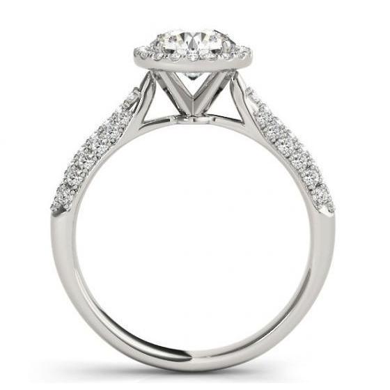 2 Carats Round Brilliant Real Diamonds Halo Engagement Ring