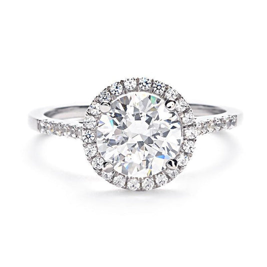 natural round diamond 2ct ring front view