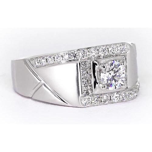 2 Carats Round Natural Diamond Men's Anniversary Ring 14K Jewelry