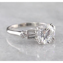 2 Carats Round Real Diamond Engagement Ring Accented White Gold 14K