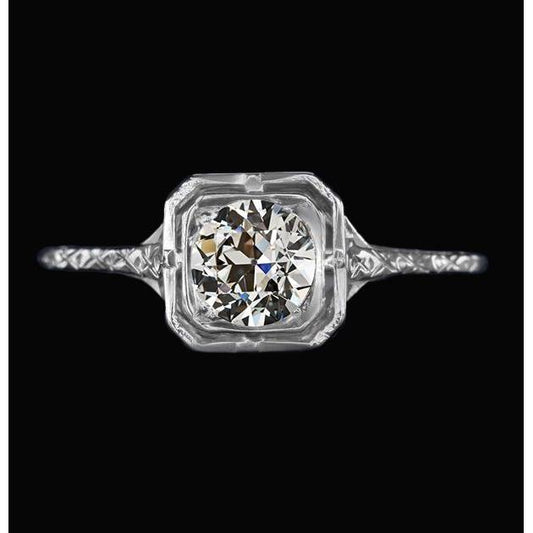 natural round diamond 2ct ring front view