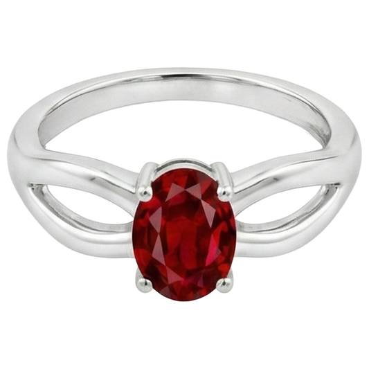 2 Carats Solitaire Prong Set Ruby Wedding Ring White Gold 14K