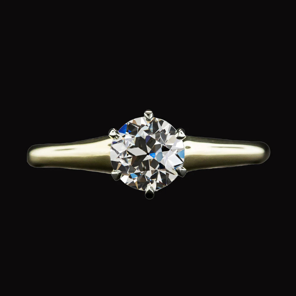 2 Carats Solitaire Ring Old Miner Natural Diamond Tapered Shank White Gold