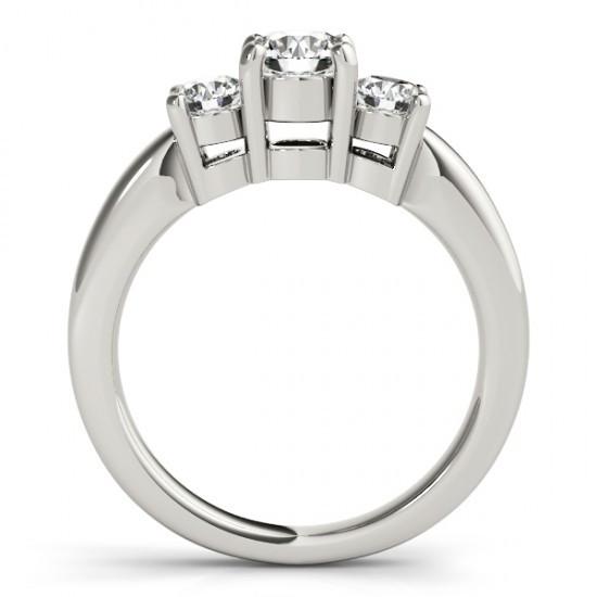 2 Carats Three Stone Round Cut Natural Diamond Ring White Gold
