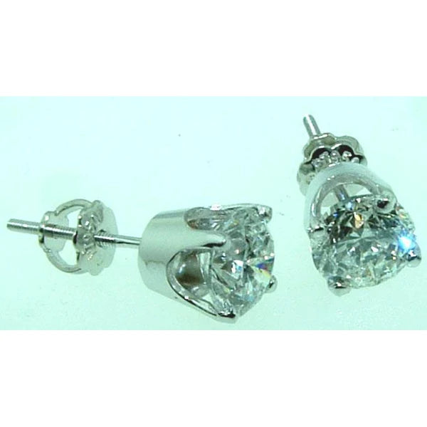 2 Ct Crown Setting Natural Diamond Studs Earrings Women Round