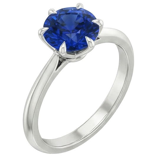 natural round sapphire 2ct ring top view